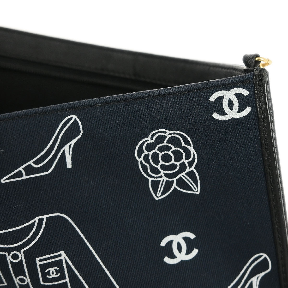 Chanel 2002-2003 Navy Canvas Icon Chain Handbag
