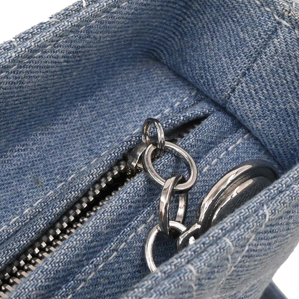 Christian Dior Light Blue Denim Large Lady Dior Cannage 2way Shoulder Handbag