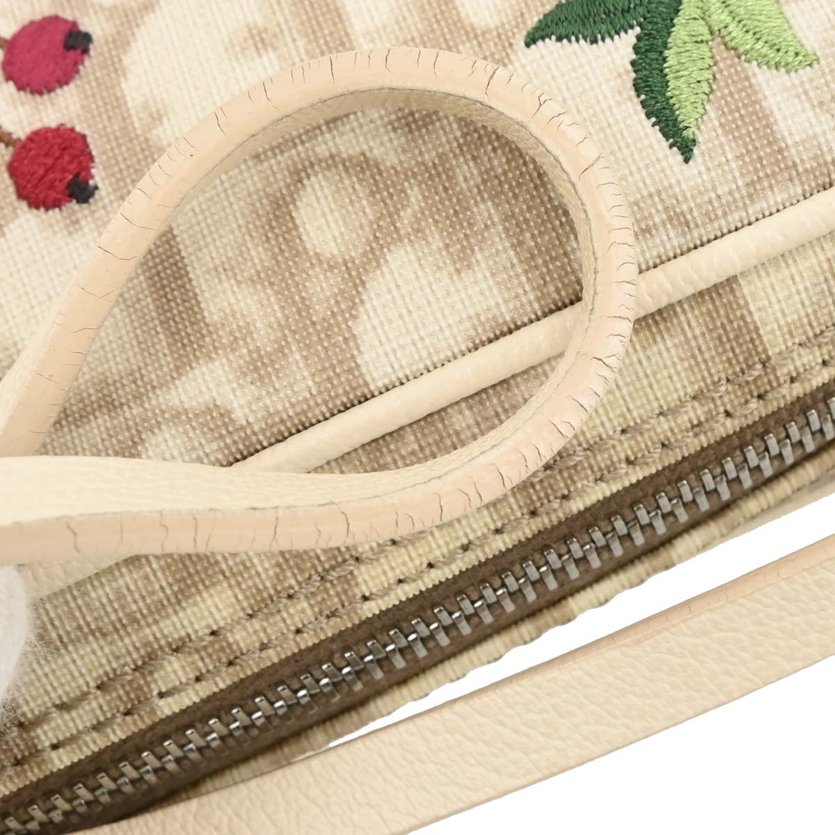 Christian Dior Beige PVC Embroidered Flower Trotter Handbag