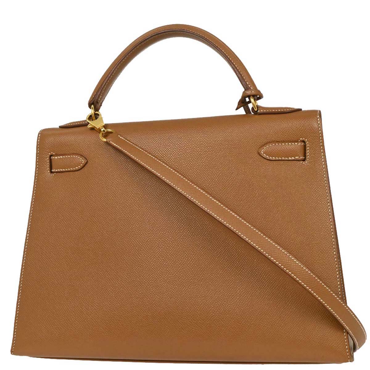 Hermes Gold Courchevel Kelly 32 Sellier Handbag