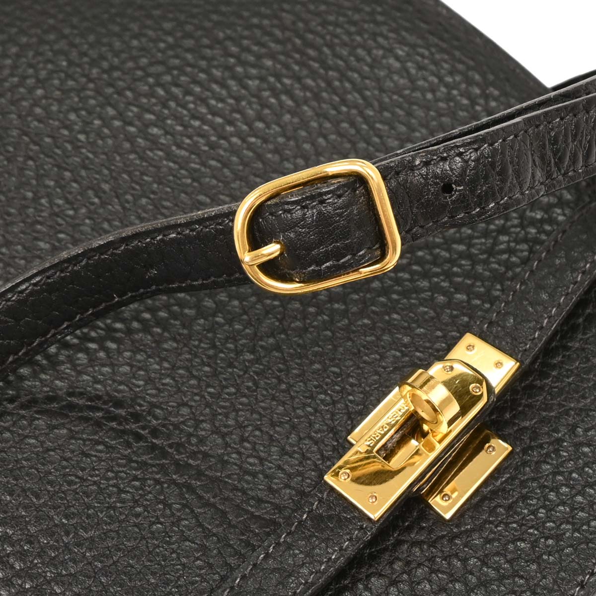 Hermes Black Fjord Kelly Sport PM Shoulder Bag
