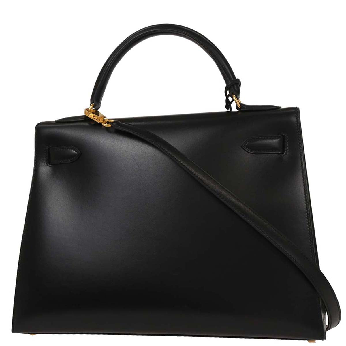 Hermes Black Box Calf Kelly 32 Sellier Handbag