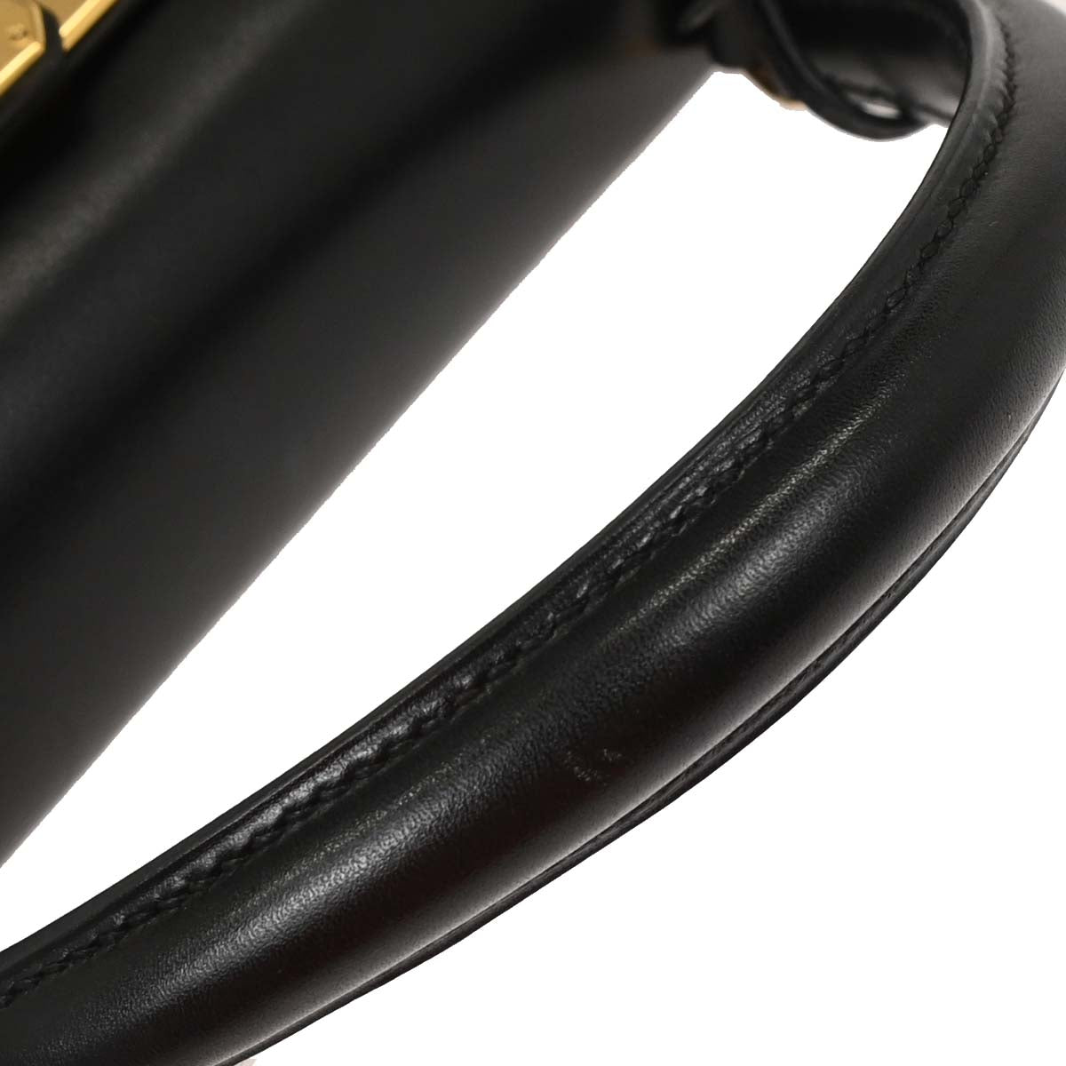 Hermes Black Box Calf Kelly 32 Sellier Handbag