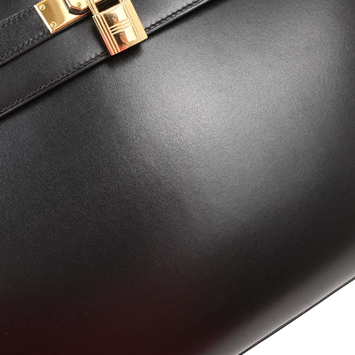 Hermes Black Box Calf Kelly 32 Sellier Handbag