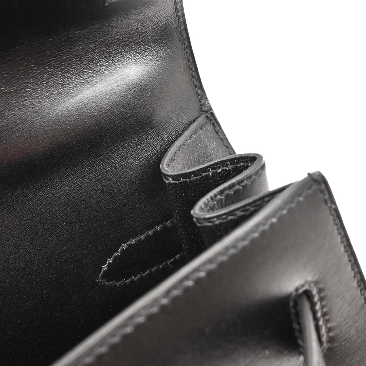 Hermes Black Box Calf Kelly 32 Sellier Handbag