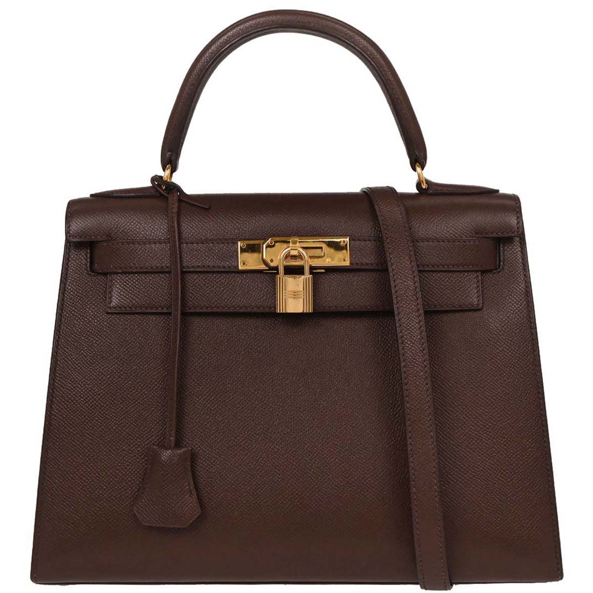 Hermes Havane Courchevel Kelly 28 Sellier 2way Shoulder Handbag