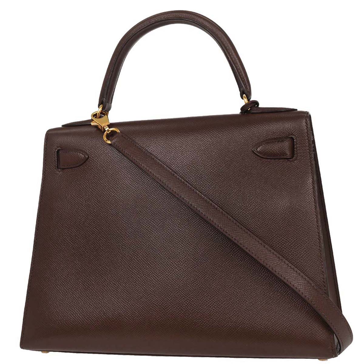 Hermes Havane Courchevel Kelly 28 Sellier 2way Shoulder Handbag
