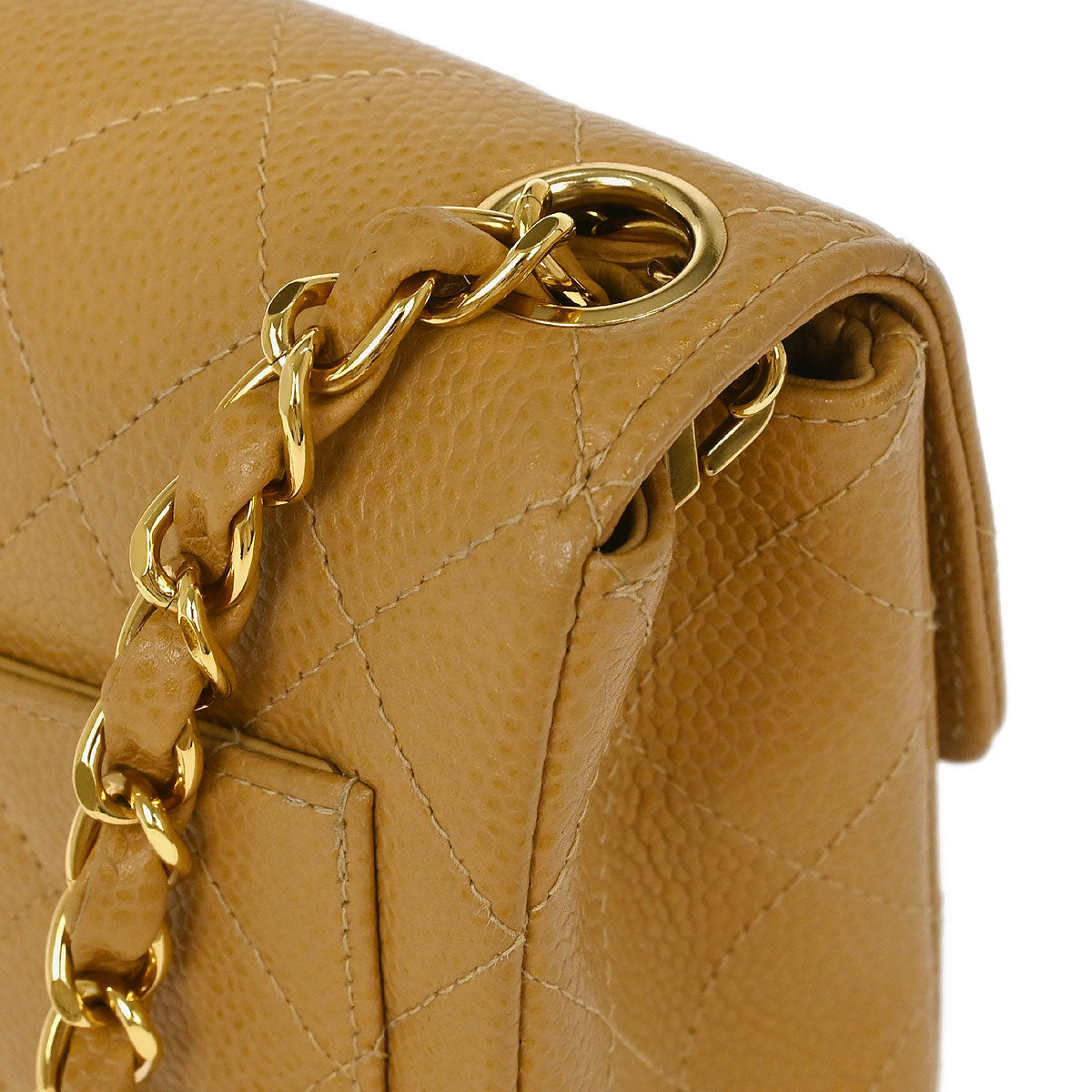 Chanel Beige Caviar Mini Classic Square Flap Bag