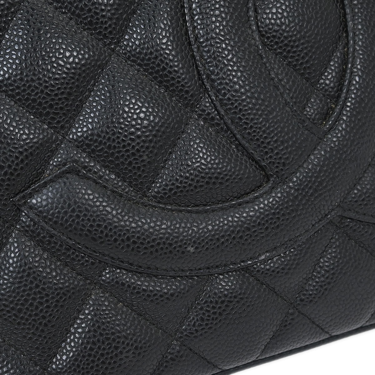 Chanel 2005-2006 Black Caviar Medallion Tote Handbag