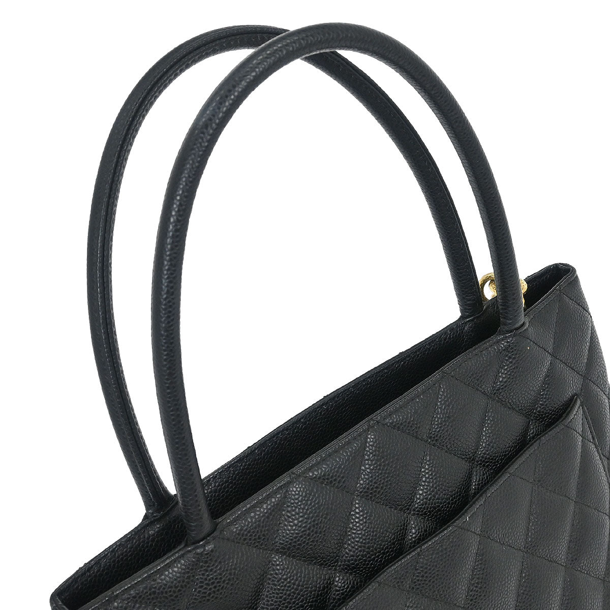 Chanel 2005-2006 Black Caviar Medallion Tote Handbag