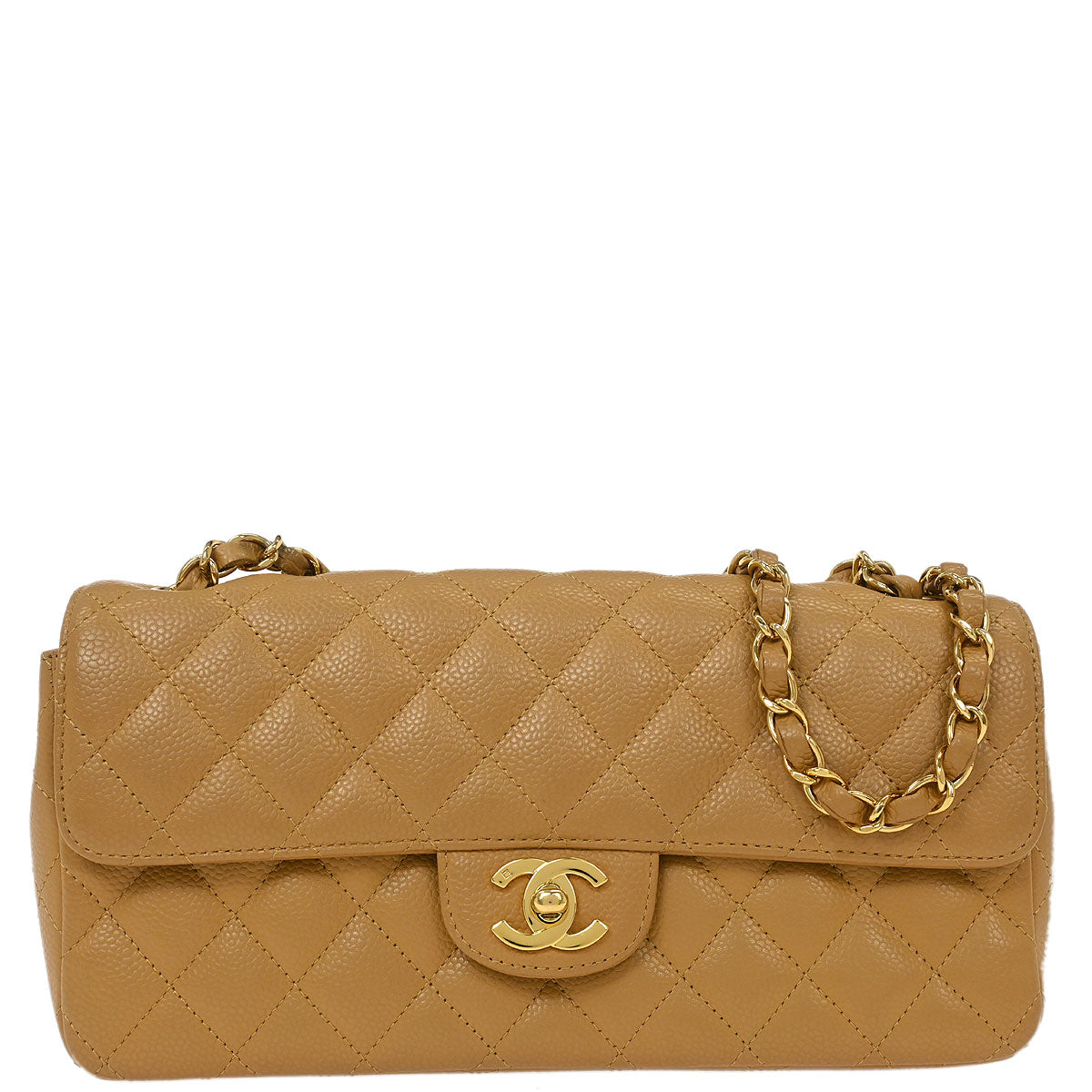 Chanel 2006-2008 Beige Caviar East West Shoulder Bag