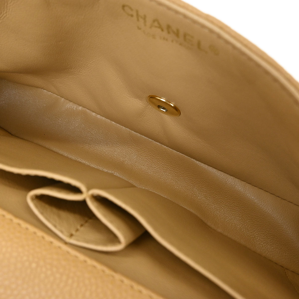 Chanel 2006-2008 Beige Caviar East West Shoulder Bag