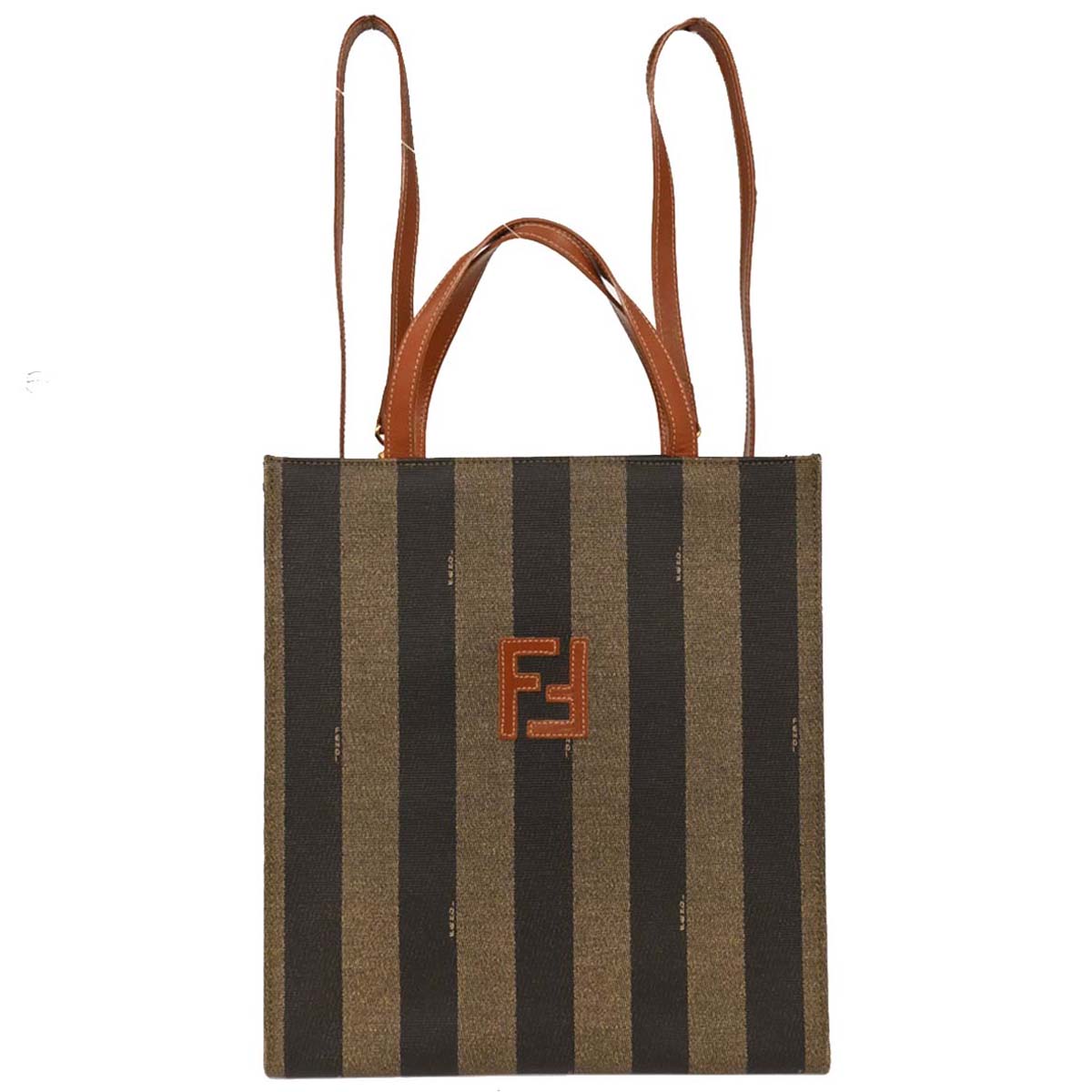 Fendi Brown Black PVC Pequin 3way Handbag Backpack