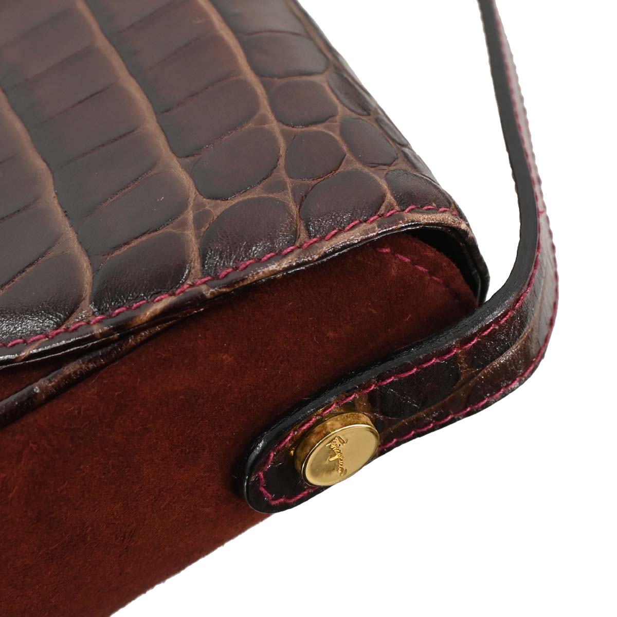 Salvatore Ferragamo Brown Suede Leather Gancini Shoulder Bag