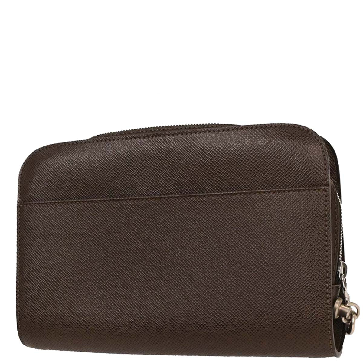 Louis Vuitton Brown Taiga Baikal Clutch Handbag M30188