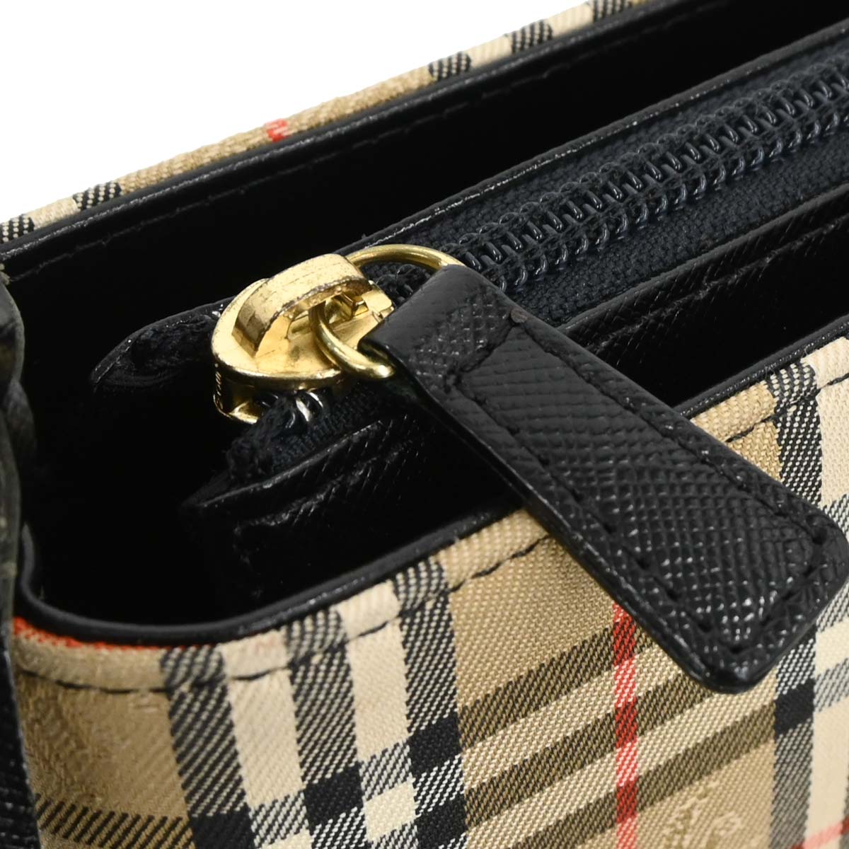 Burberry Beige Black Canvas House Check Handbag