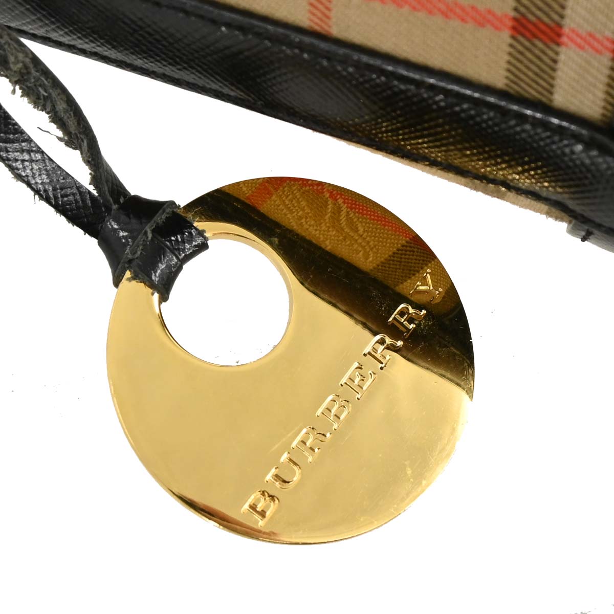 Burberry Beige Black Canvas House Check Handbag