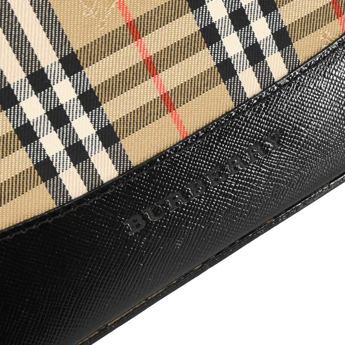 Burberry Beige Black Canvas House Check Handbag
