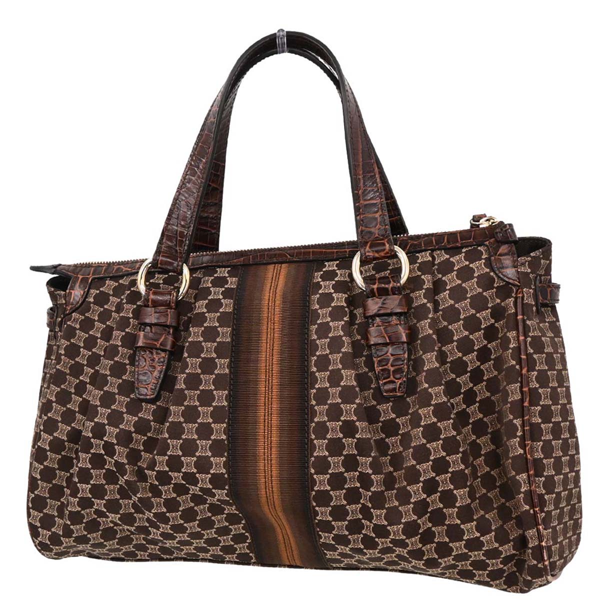 Celine Brown Canvas Macadam Handbag