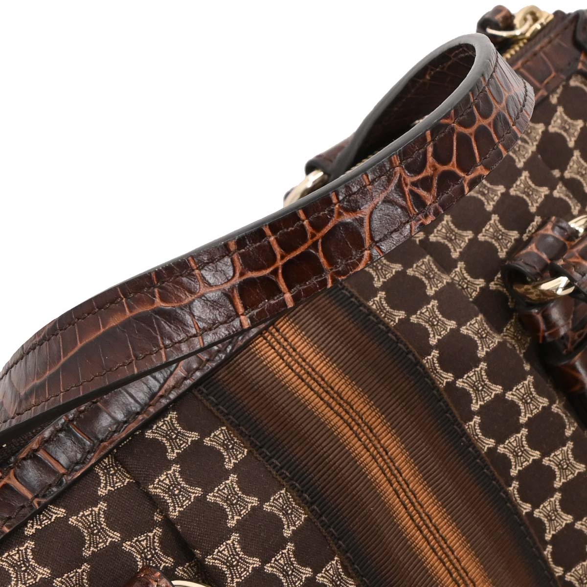Celine Brown Canvas Macadam Handbag