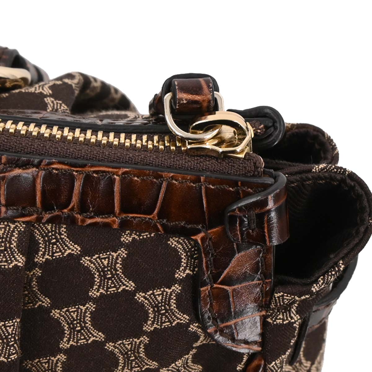 Celine Brown Canvas Macadam Handbag