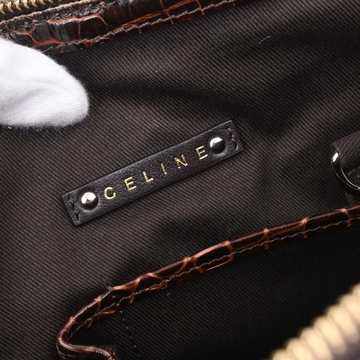 Celine Brown Canvas Macadam Handbag
