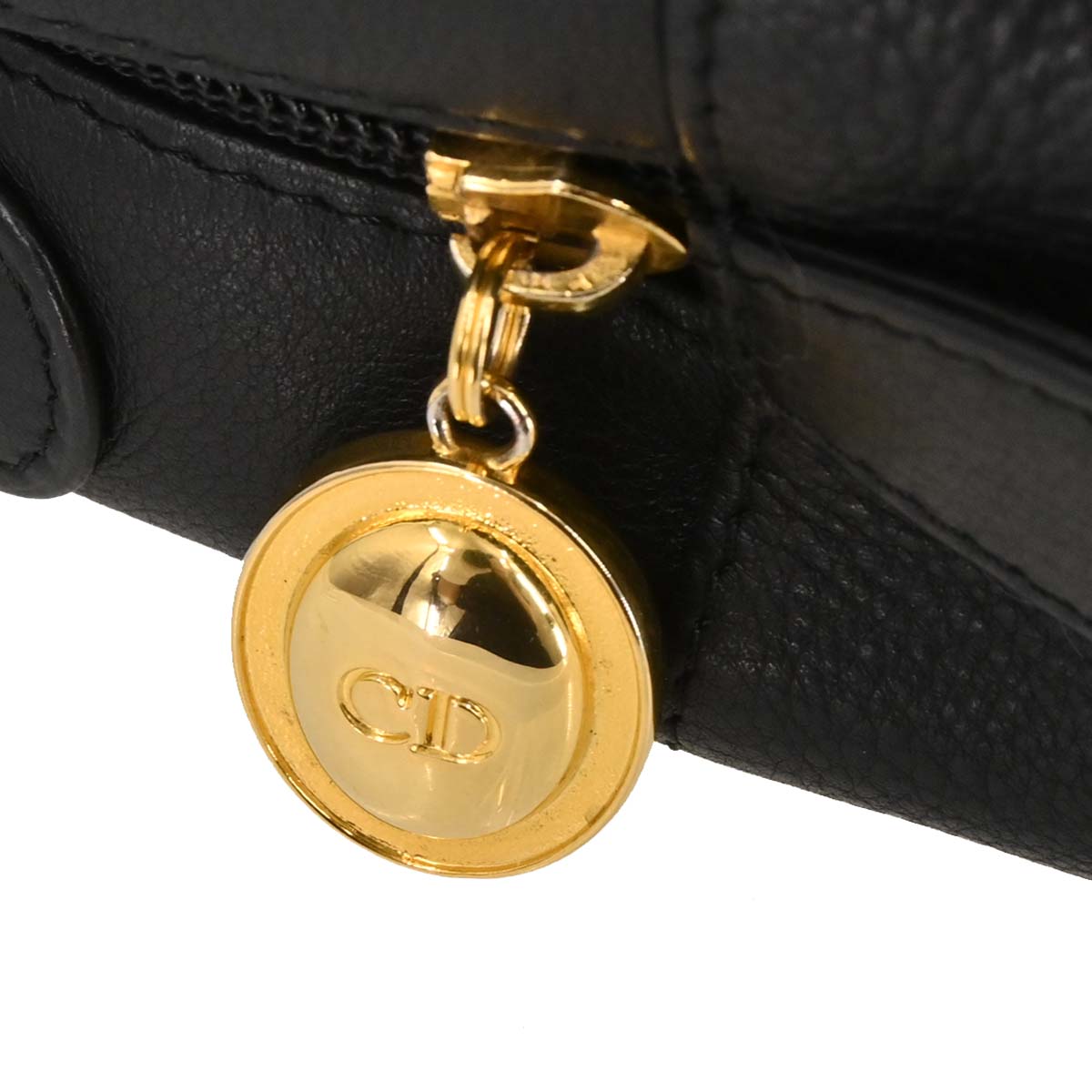 Christian Dior Black Leather CD Logo Handbag