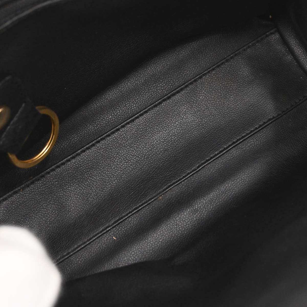 Christian Dior Black Leather CD Logo Handbag