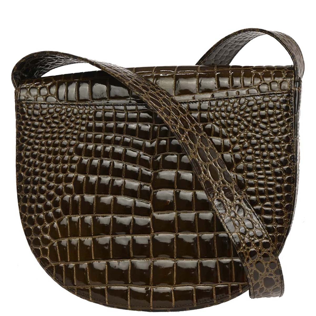Yves Saint Laurent * Brown Patent Leather Shoulder Bag