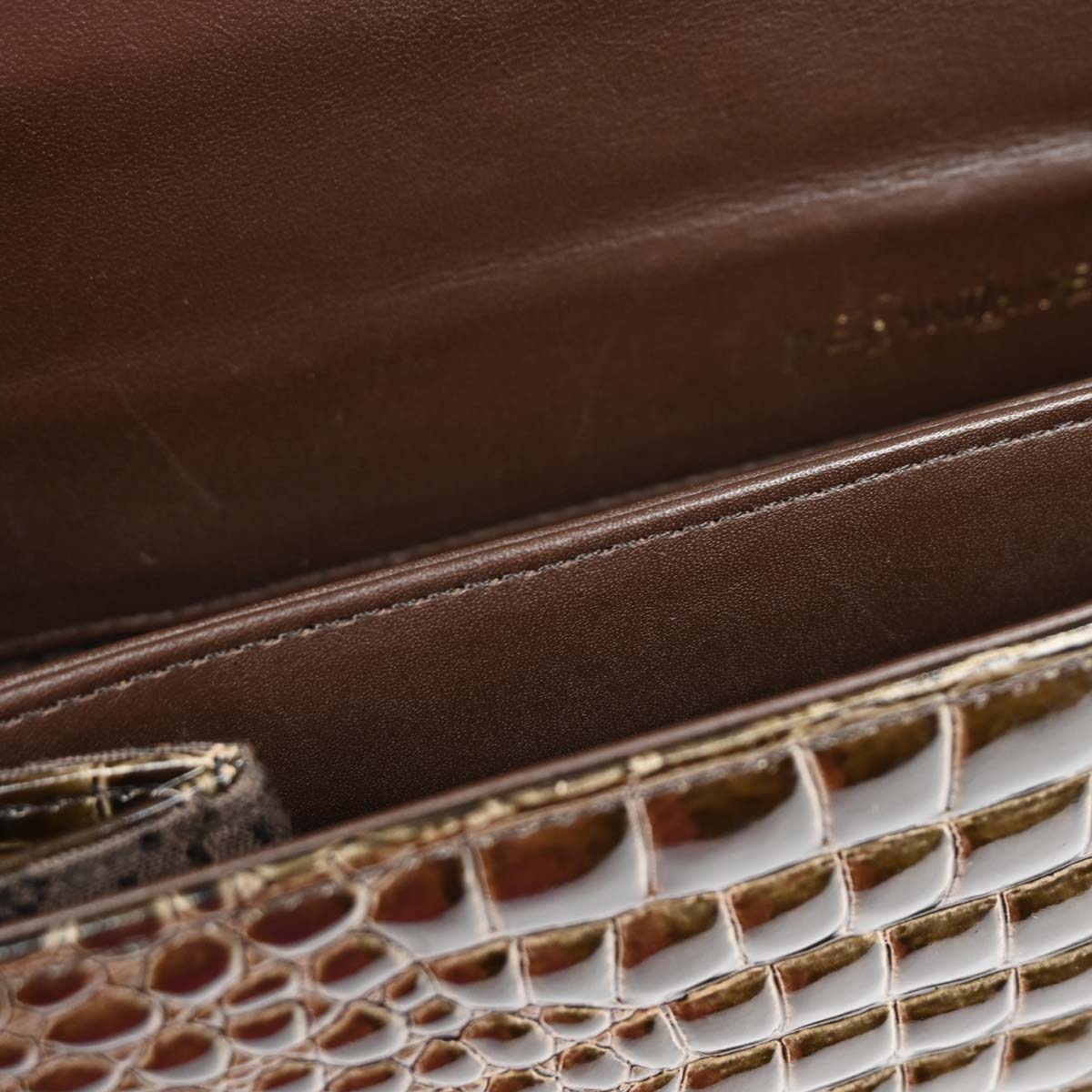 Yves Saint Laurent * Brown Patent Leather Shoulder Bag