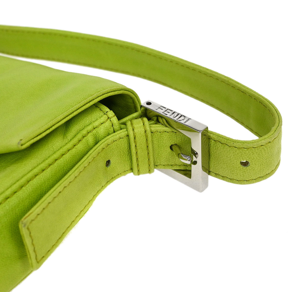 Fendi Green Lambskin Baguette Handbag