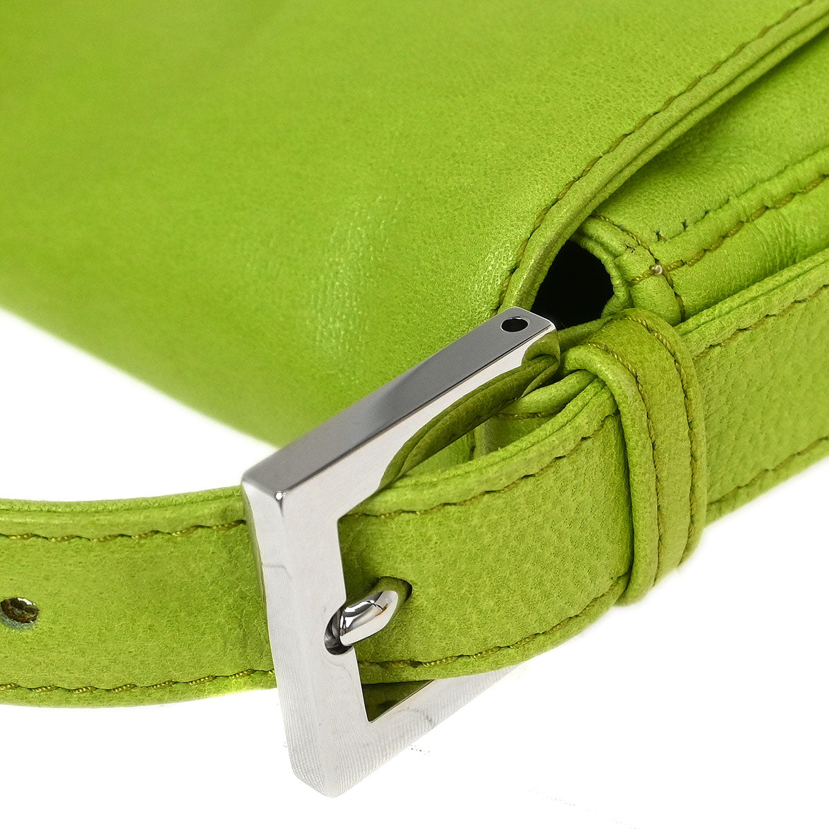Fendi Green Lambskin Baguette Handbag