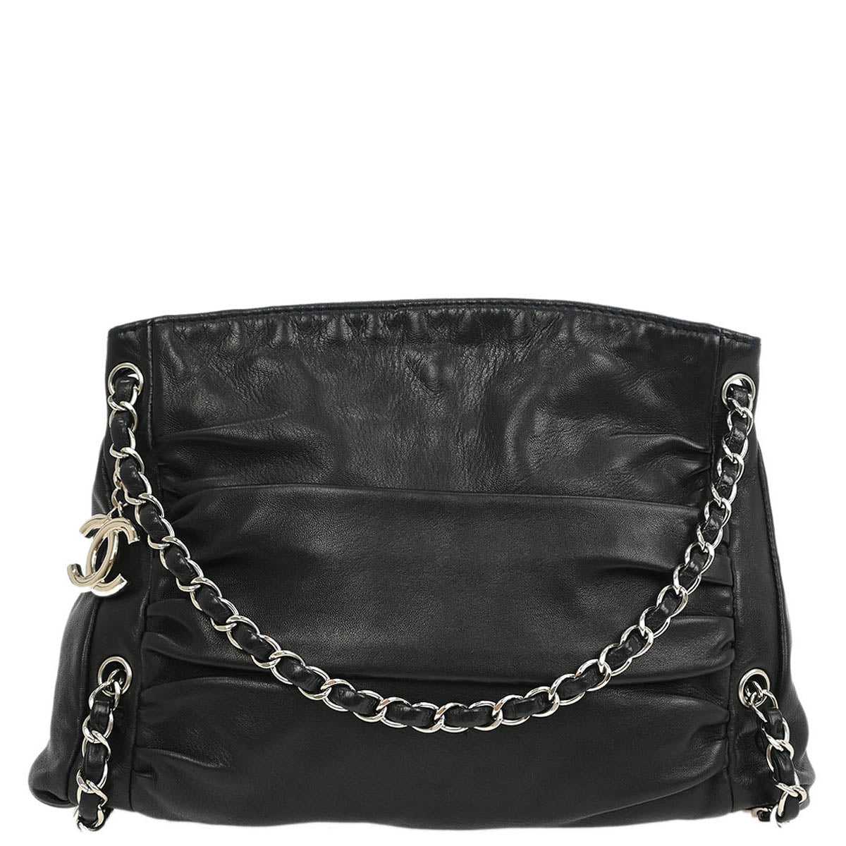 Chanel 2009-2010 Black Calfskin Sharpei Hobo 2way Shoulder Bag