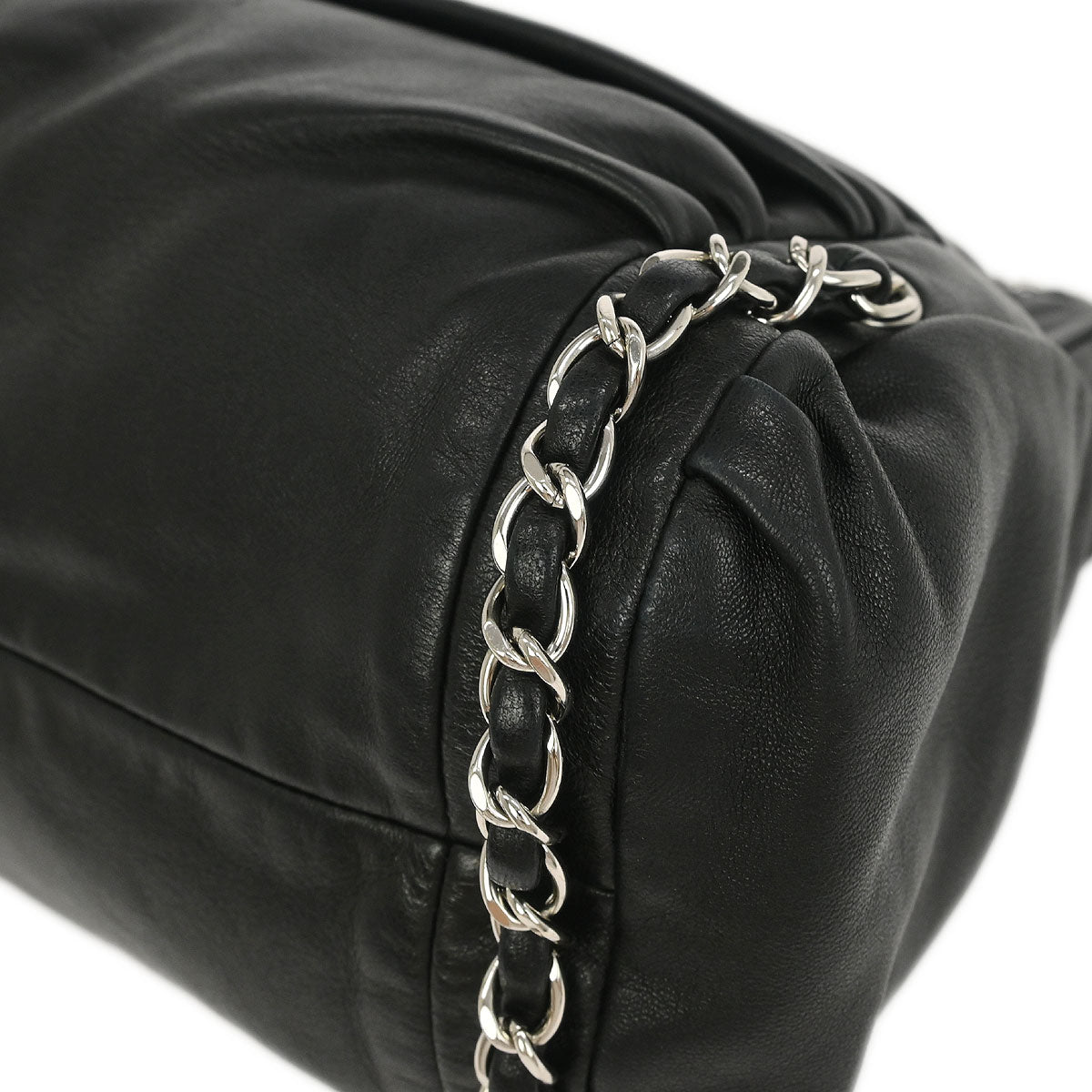 Chanel 2009-2010 Black Calfskin Sharpei Hobo 2way Shoulder Bag
