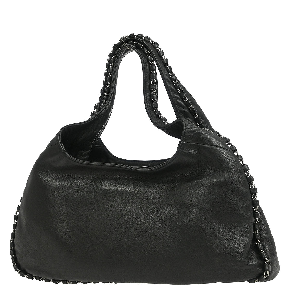 Chanel 2004-2005 Black Calfskin Around Chain Hobo Handbag