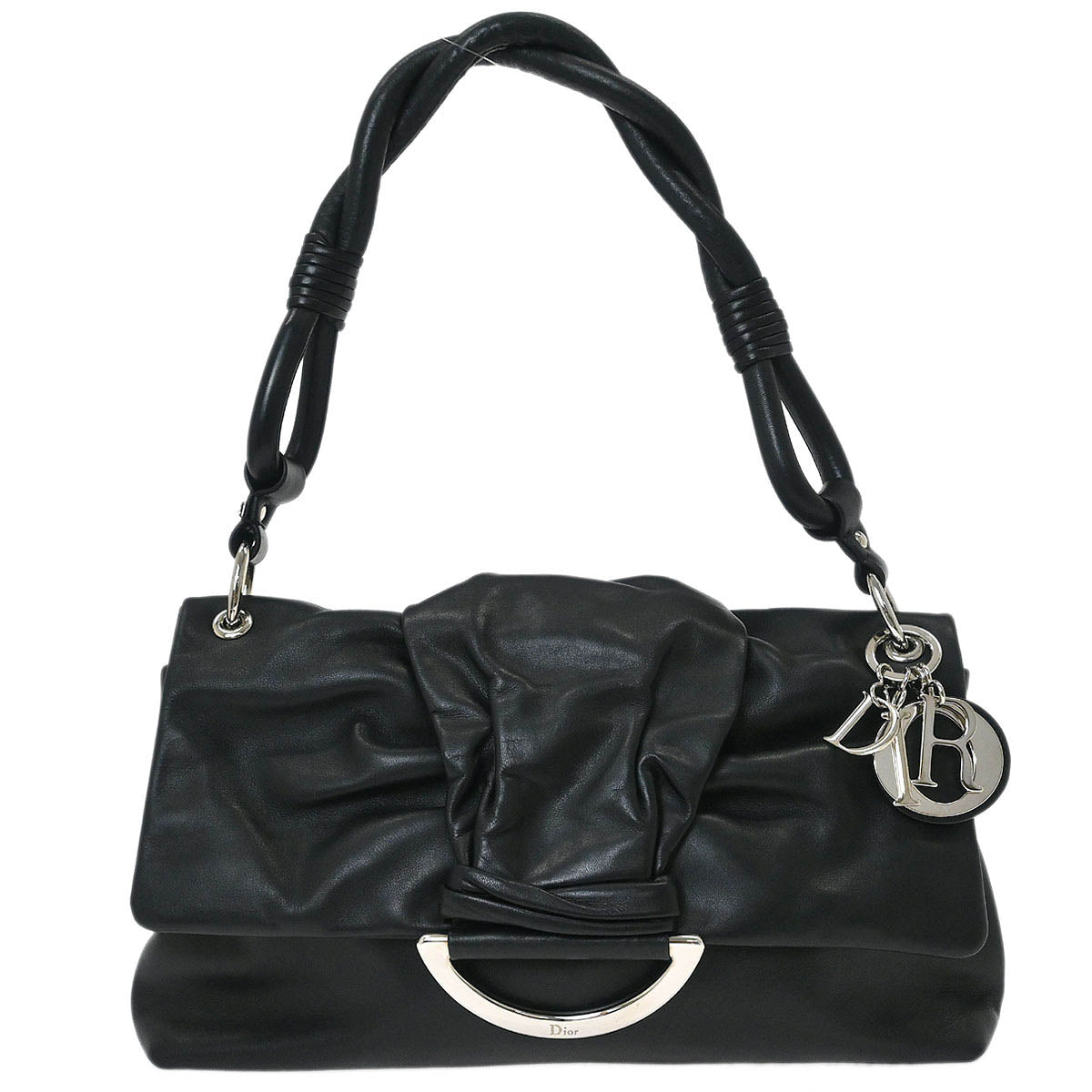 Christian Dior Black Lambskin Demi Lune Handbag