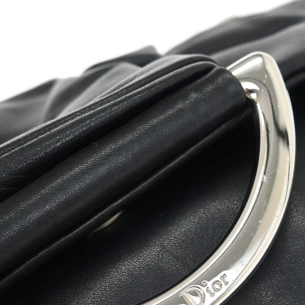 Christian Dior Black Lambskin Demi Lune Handbag