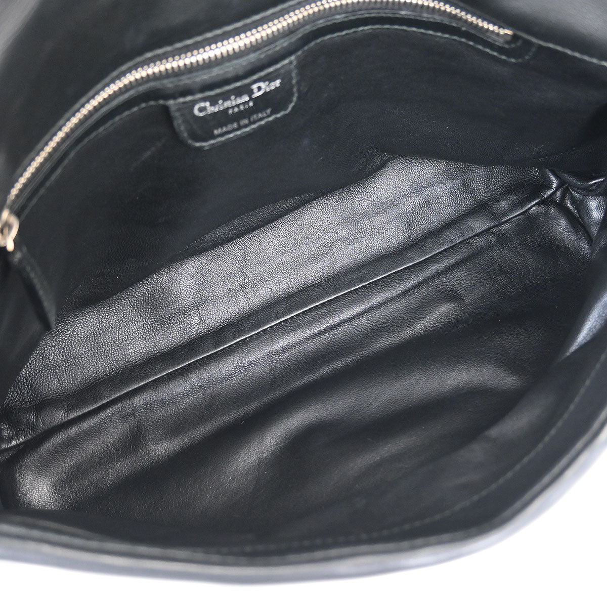 Christian Dior Black Lambskin Demi Lune Handbag