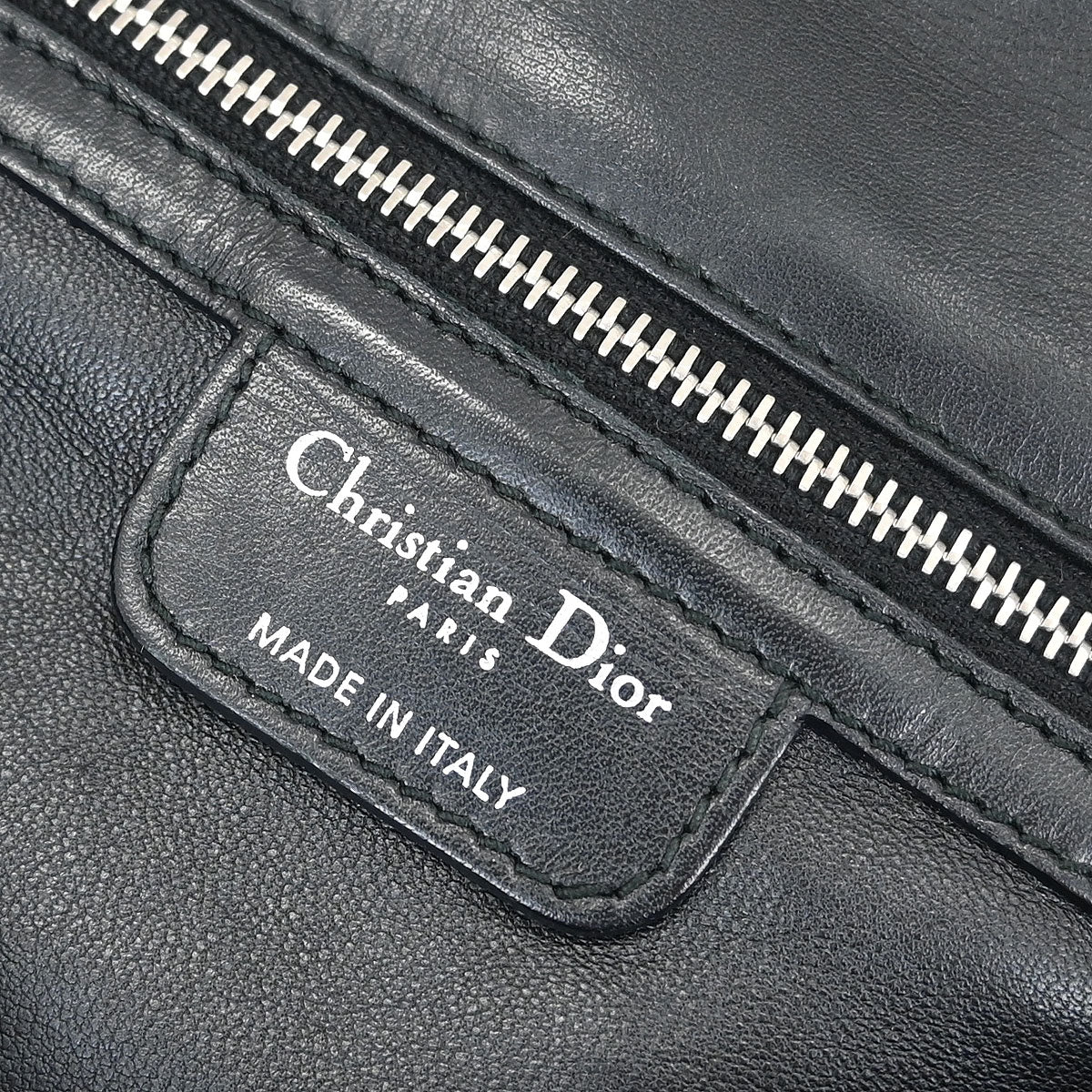 Christian Dior Black Lambskin Demi Lune Handbag