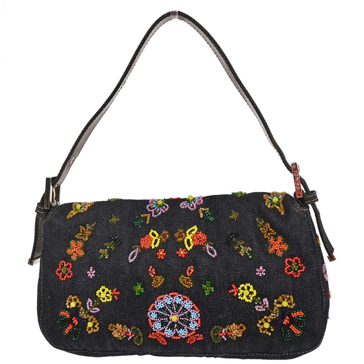Fendi * Navy Denim Beads Baguette Handbag