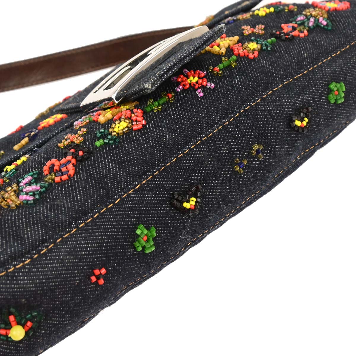 Fendi * Navy Denim Beads Baguette Handbag
