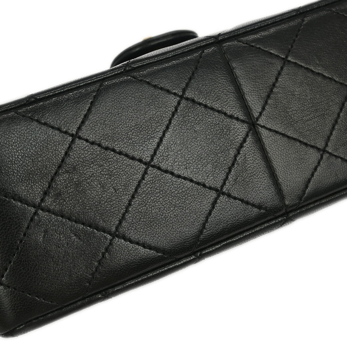 Chanel 1989-1991 Black Lambskin Classic Square Flap Shoulder Bag