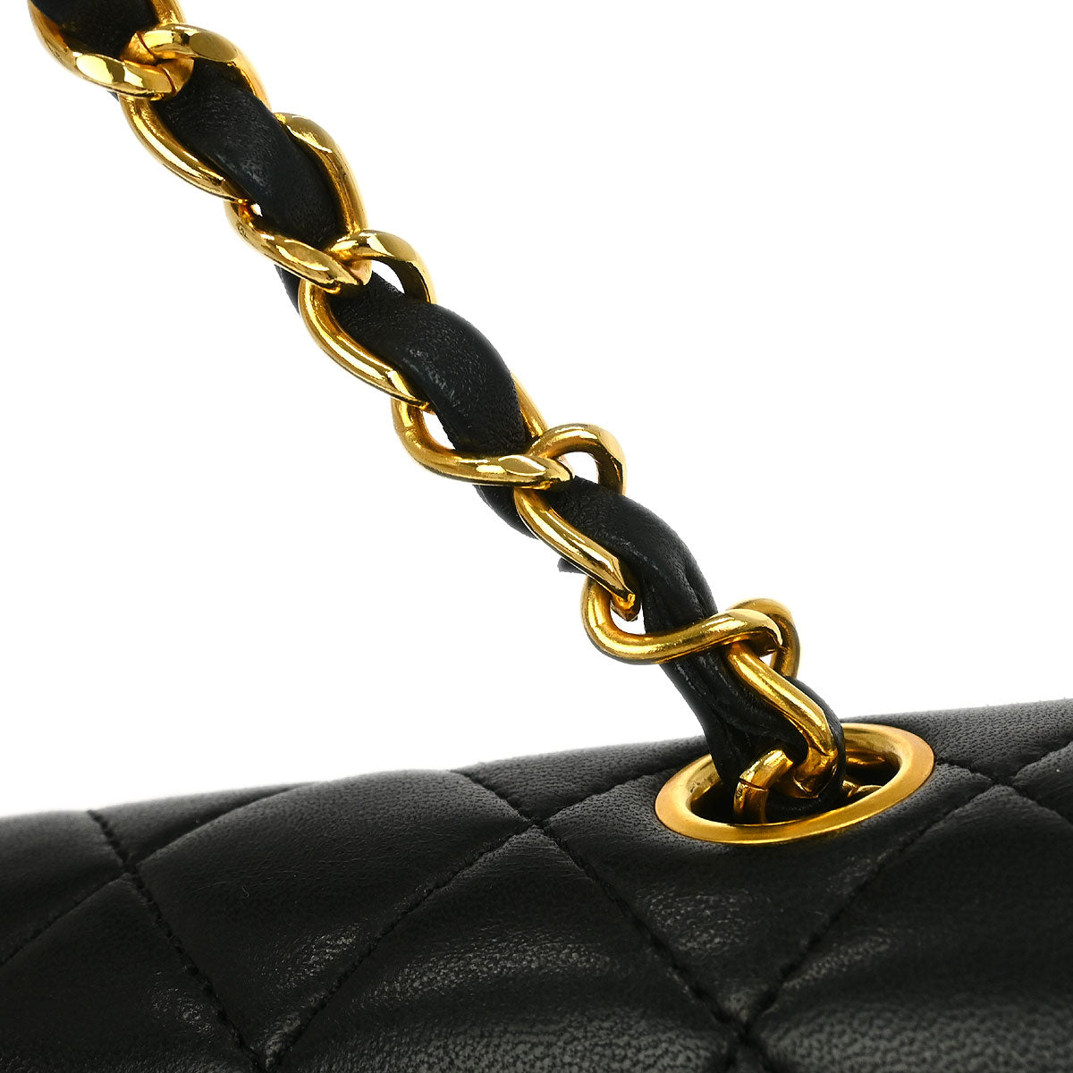 Chanel 1989-1991 Black Lambskin Classic Square Flap Shoulder Bag