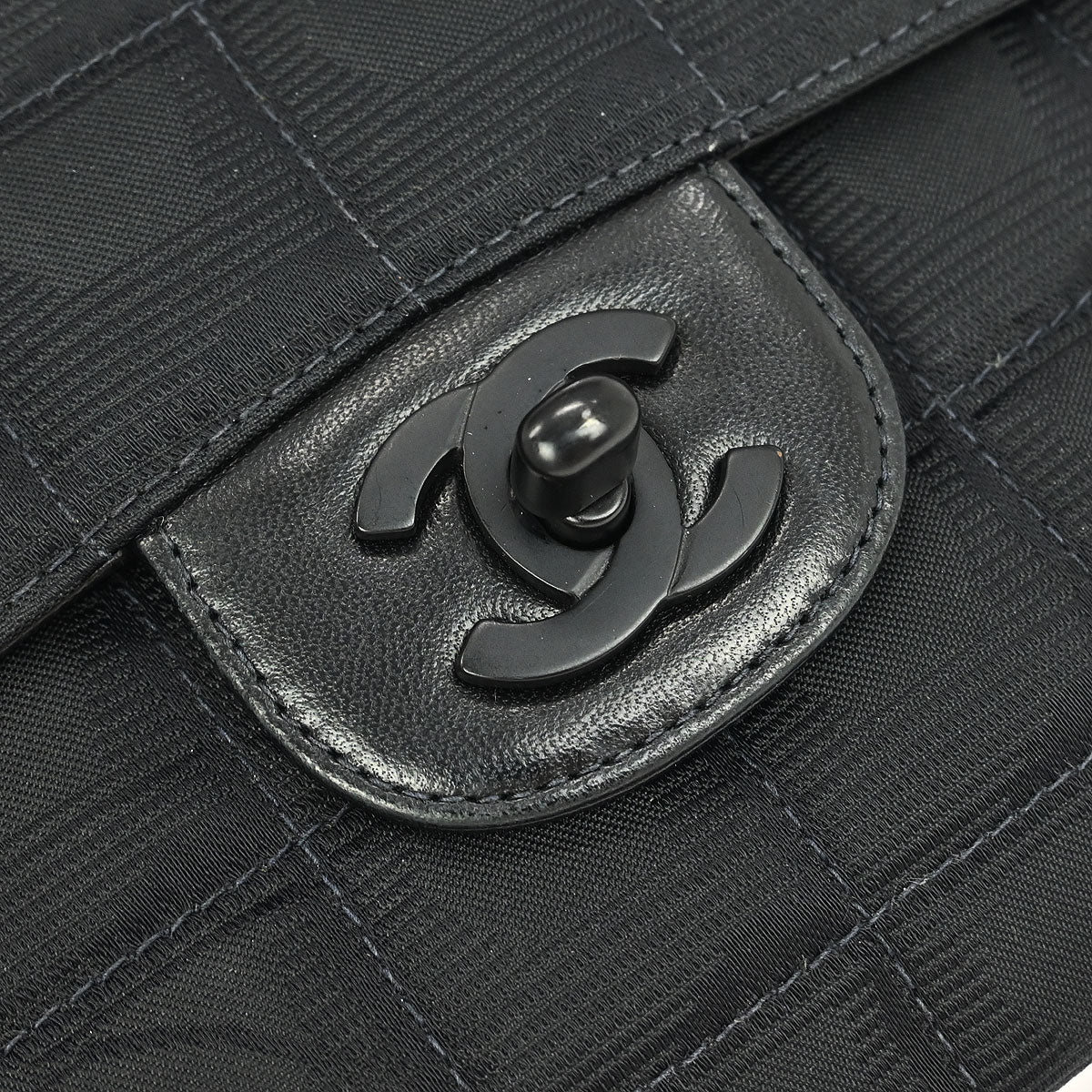 Chanel 2001-2003 Black Jacquard Nylon Travel Line Medium Classic Single Flap