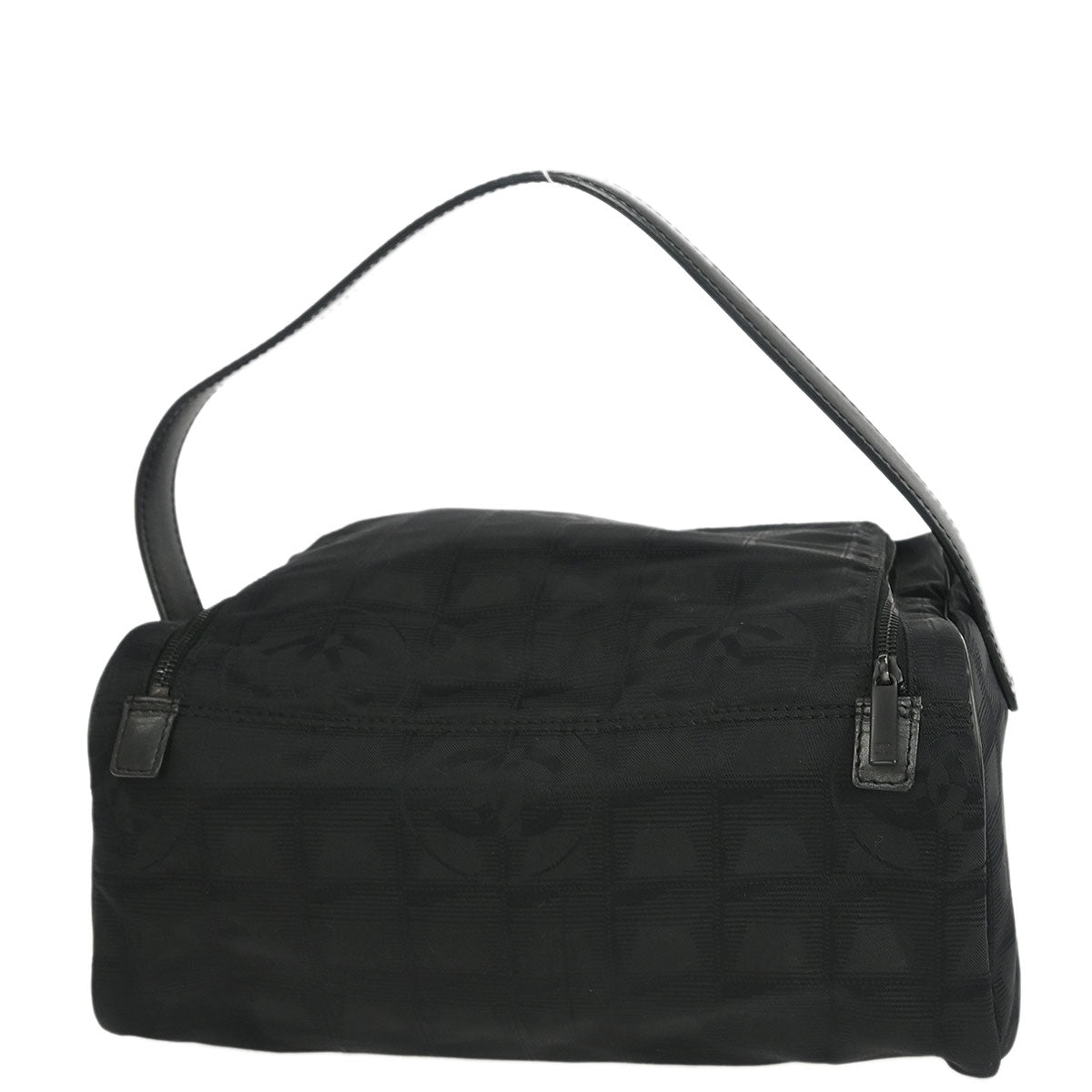 Chanel 2001-2003 Black Jacquard Nylon Travel Line Vanity Handbag