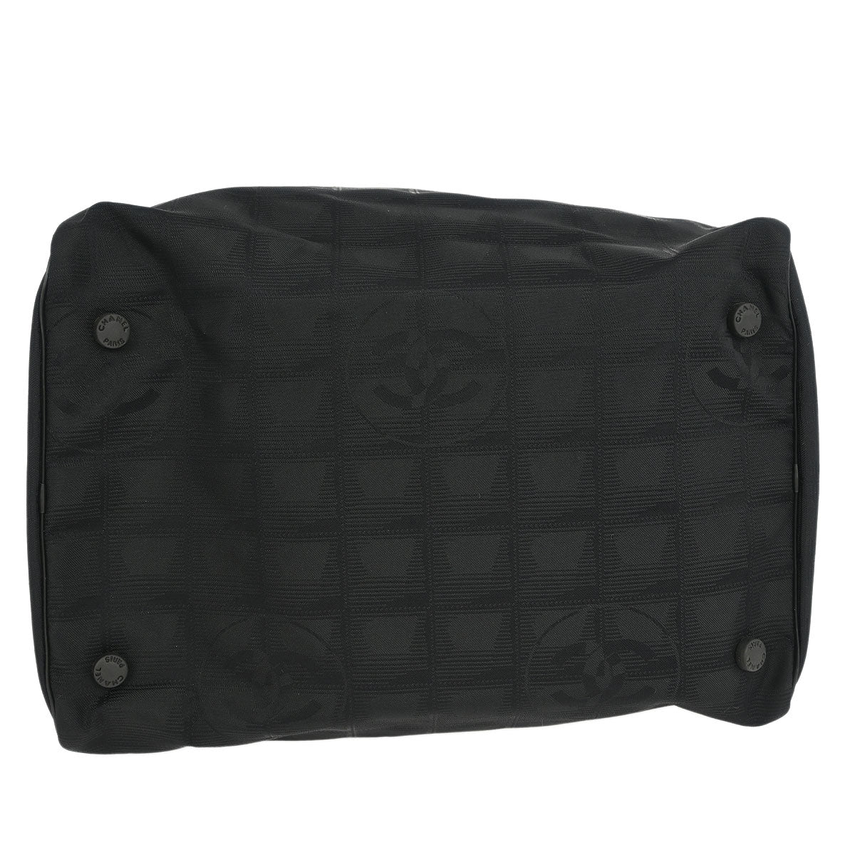 Chanel 2001-2003 Black Jacquard Nylon Travel Line Vanity Handbag