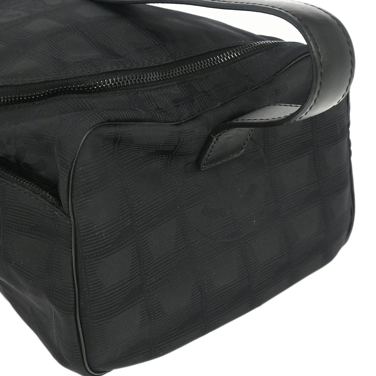 Chanel 2001-2003 Black Jacquard Nylon Travel Line Vanity Handbag