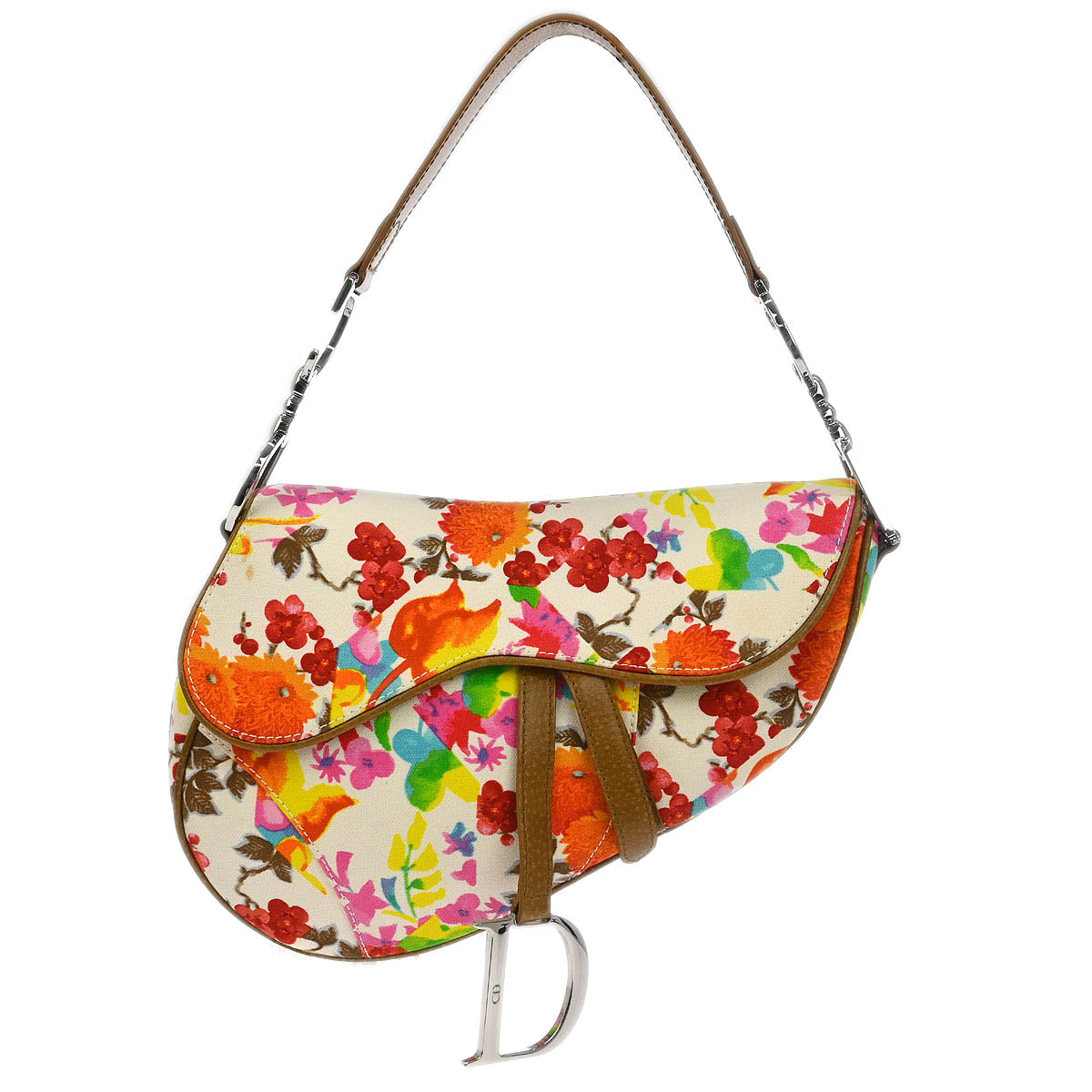 Christian Dior Multicolor Floral Saddle Handbag