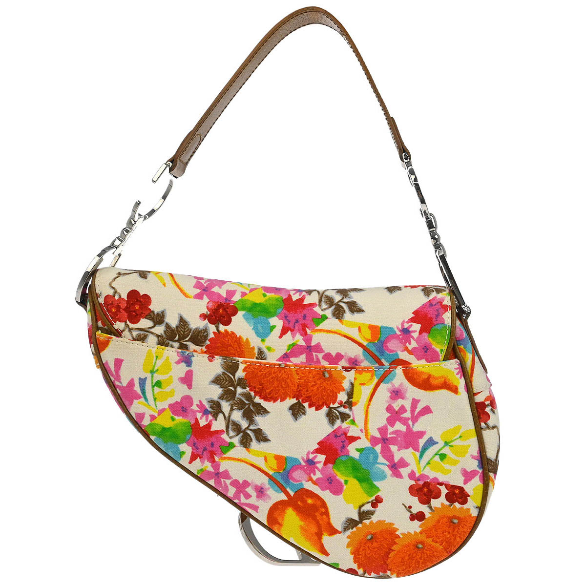Christian Dior Multicolor Floral Saddle Handbag