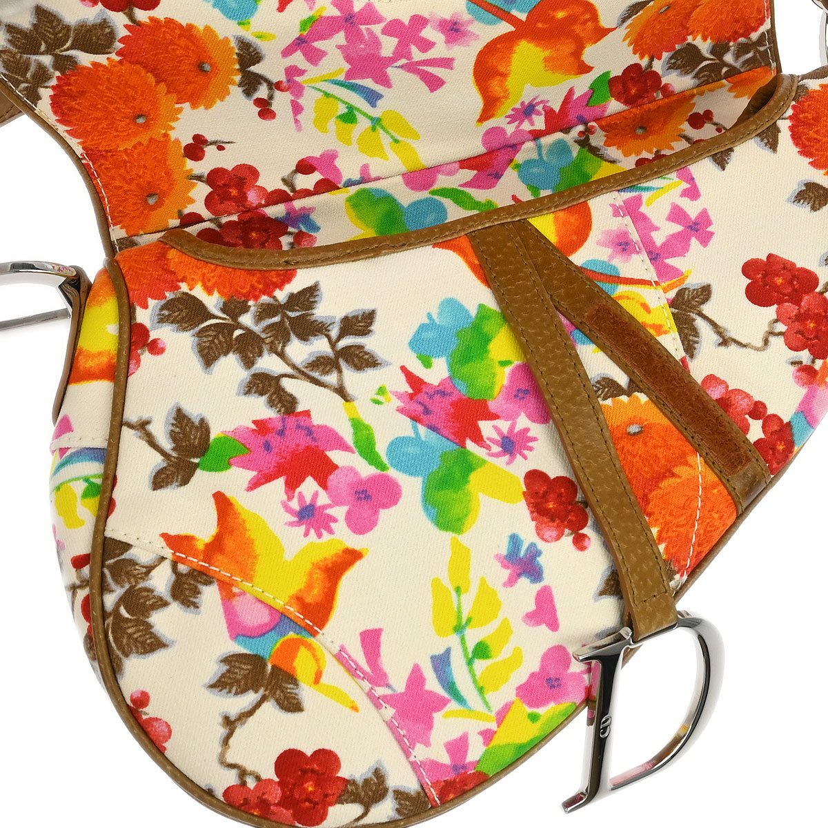 Christian Dior Multicolor Floral Saddle Handbag